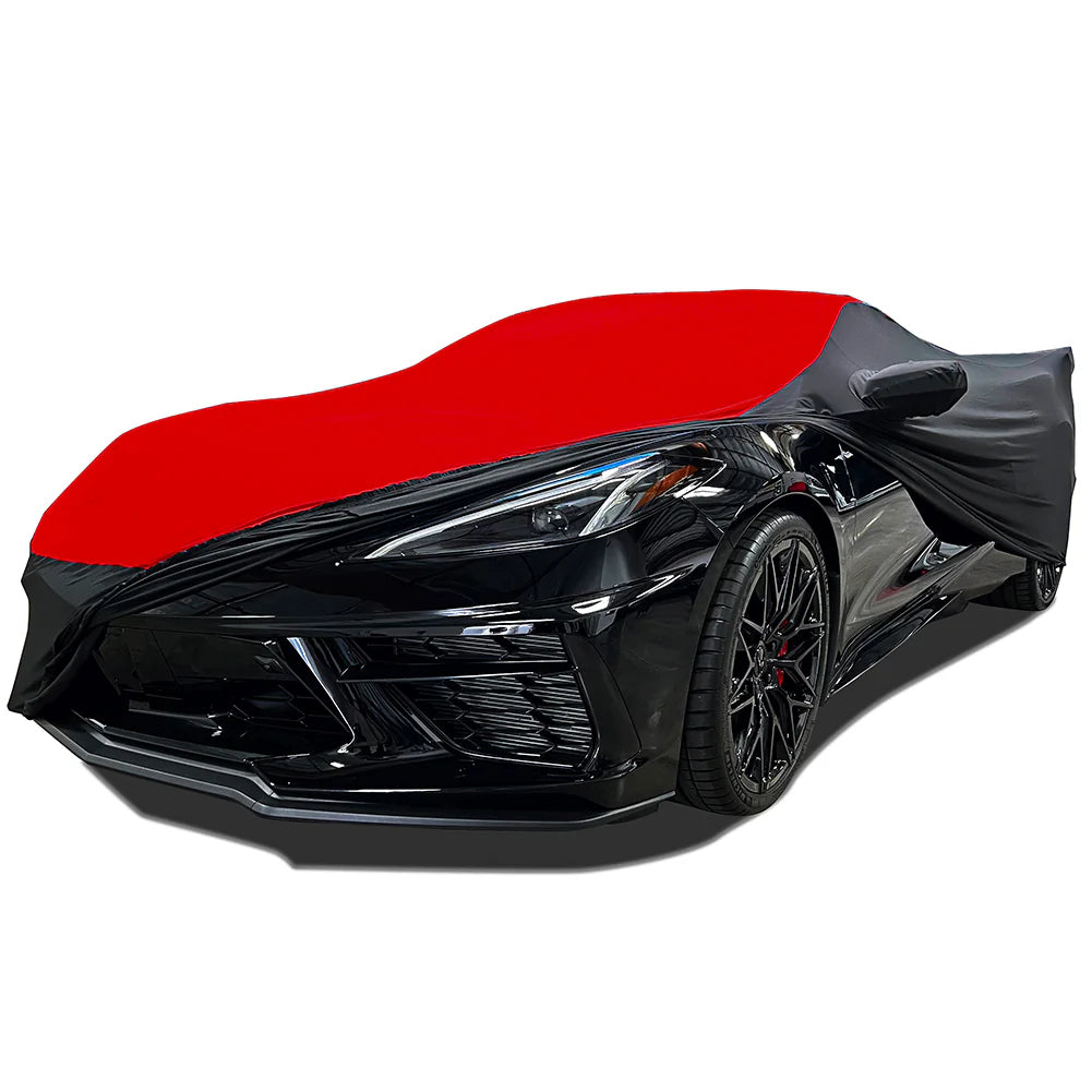 C8 Corvette Ultraguard Stretch Satin Sport Car Cover - Red/Black - Indoor