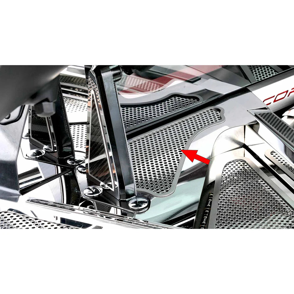 C8 Corvette Coupe Rear Cowl Covers 2Pc : Stainless Steel