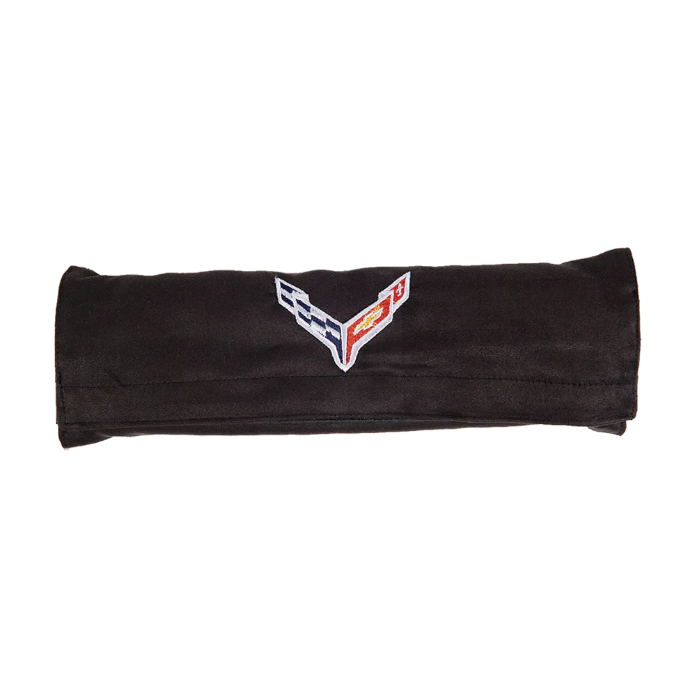 C8 Corvette Seatbelt Cover with Flags - Black