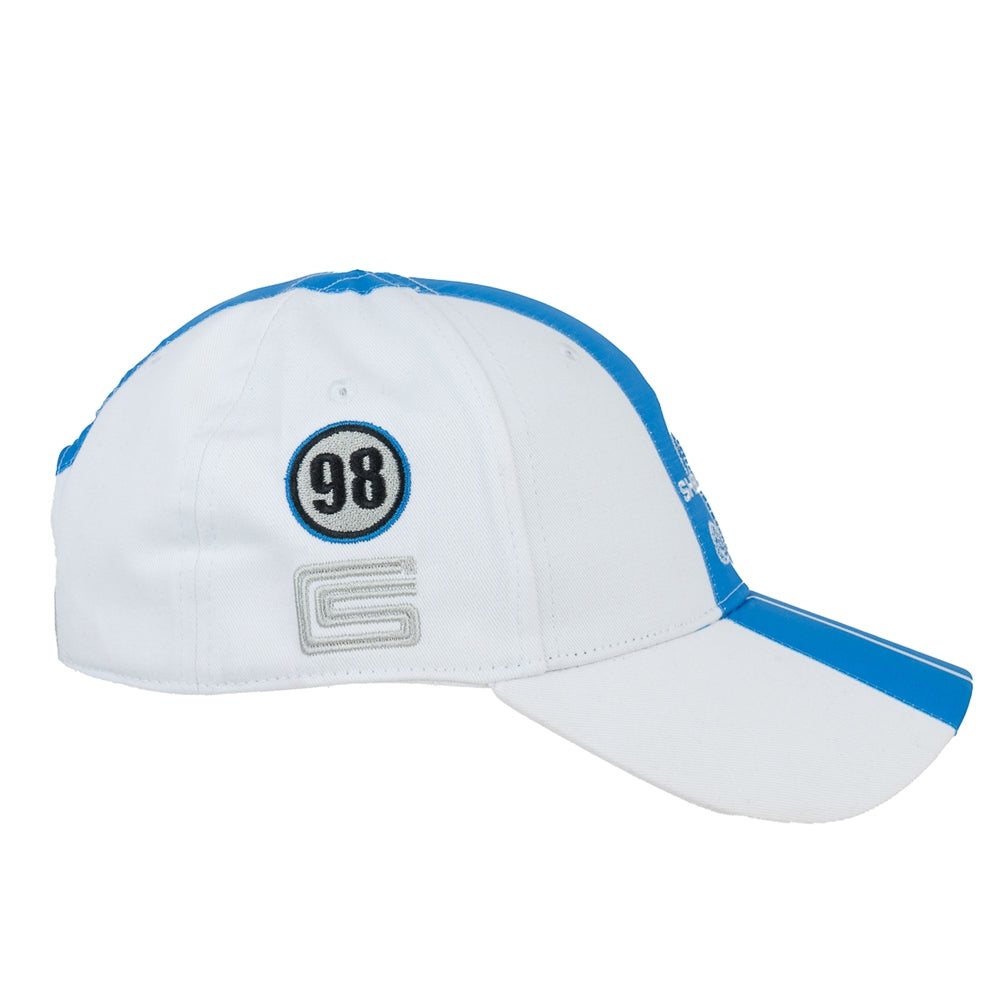 Shelby White With Blue Racing Stripes Hat