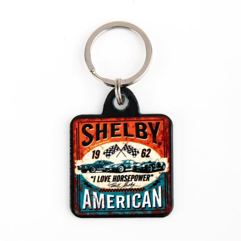 Shelby I Love Horse Power Square Metal Keychain