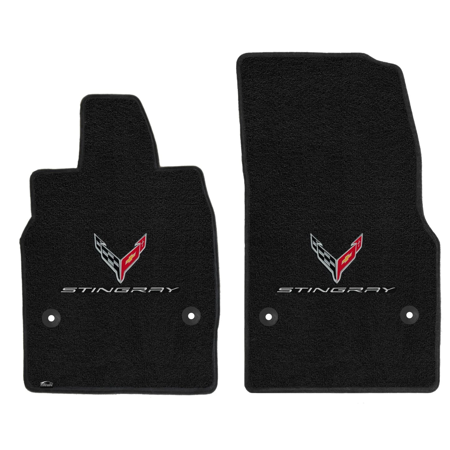 C8 Corvette Floor Mats - Lloyds Mats with C8 Crossed Flags & Stingray Script