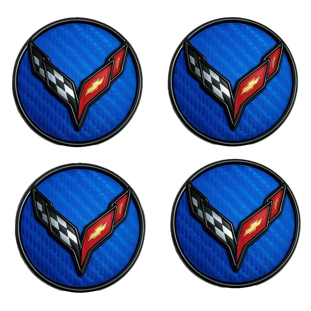 C8 Corvette DynamicCaps - Show Edition Floating Center Caps : Carbon Fiber Look - Set of 4