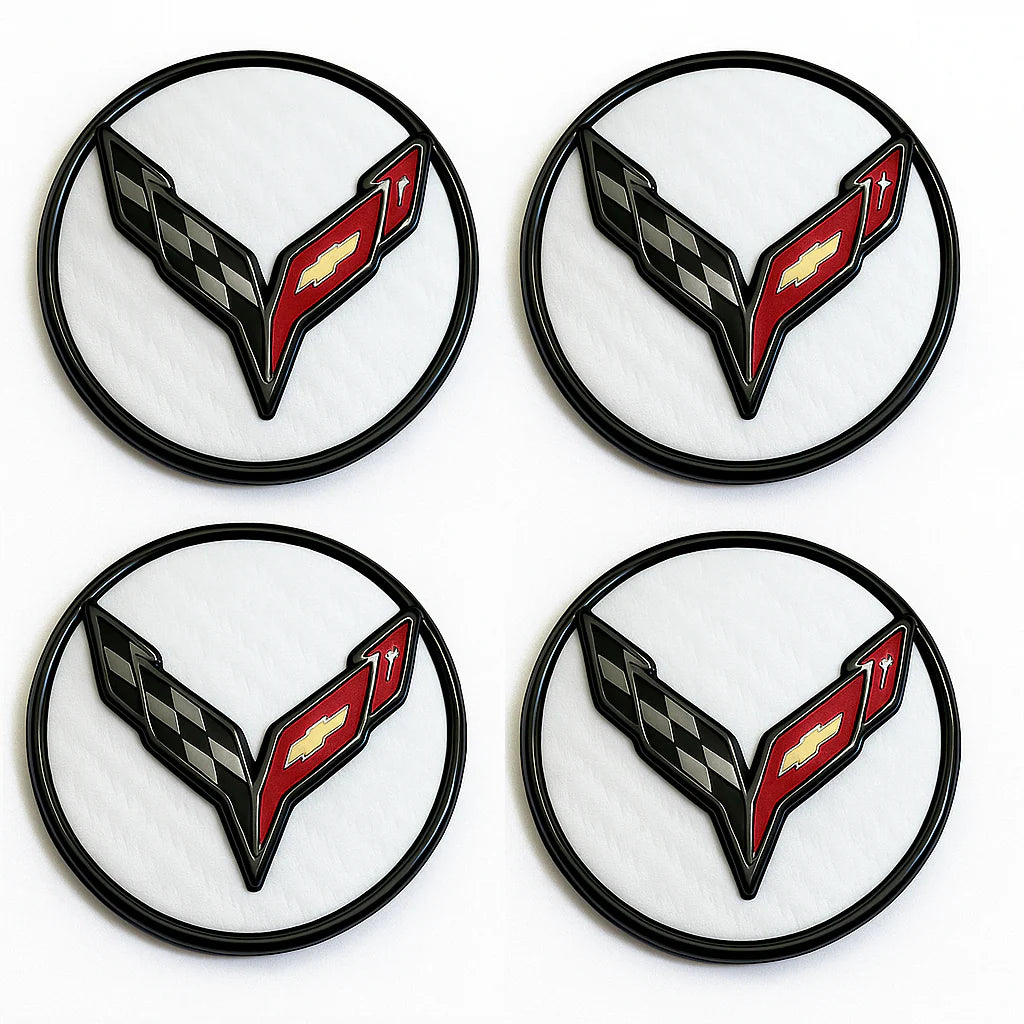 C8 Corvette DynamicCaps - Show Edition Floating Center Caps : Carbon Fiber Look - Set of 4
