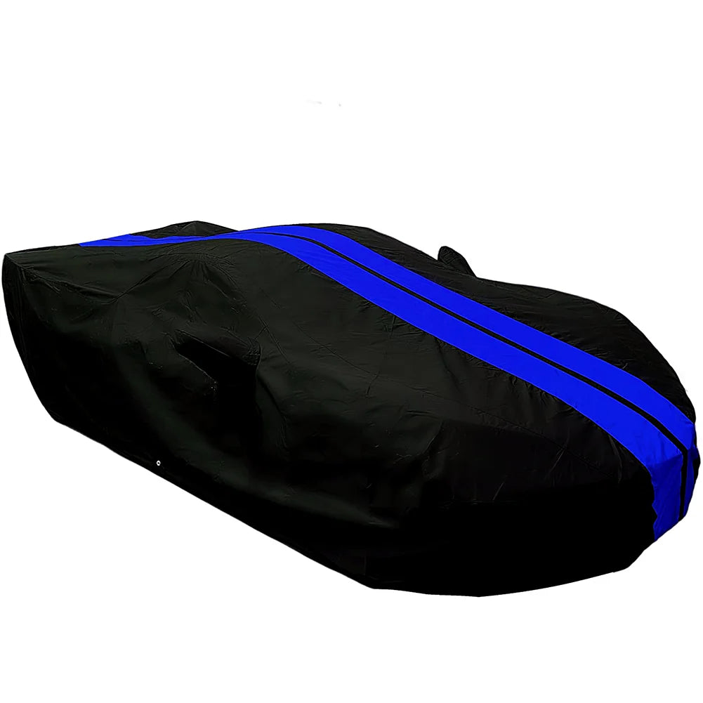 Corvette Ultraguard Plus Car Cover - Indoor/Outdoor Protection - Black W/ Blue Stripes : C8 Stingray, Z51, Z06