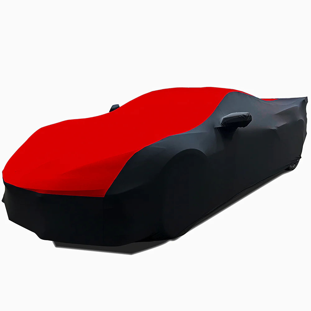 C8 Corvette Ultraguard Stretch Satin Sport Car Cover - Red/Black - Indoor