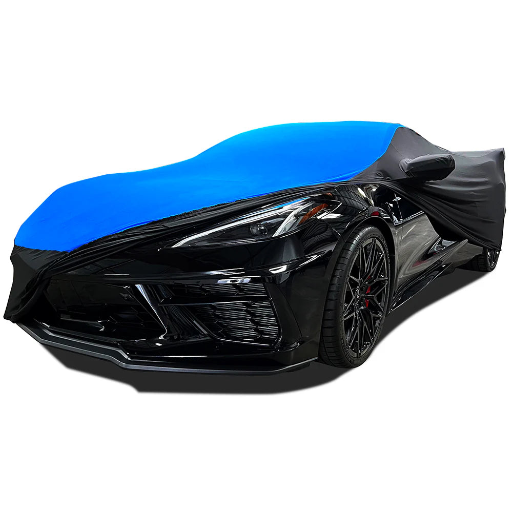 C8 Corvette Ultraguard Stretch Satin Sport Car Cover - Blue/Black - Indoor