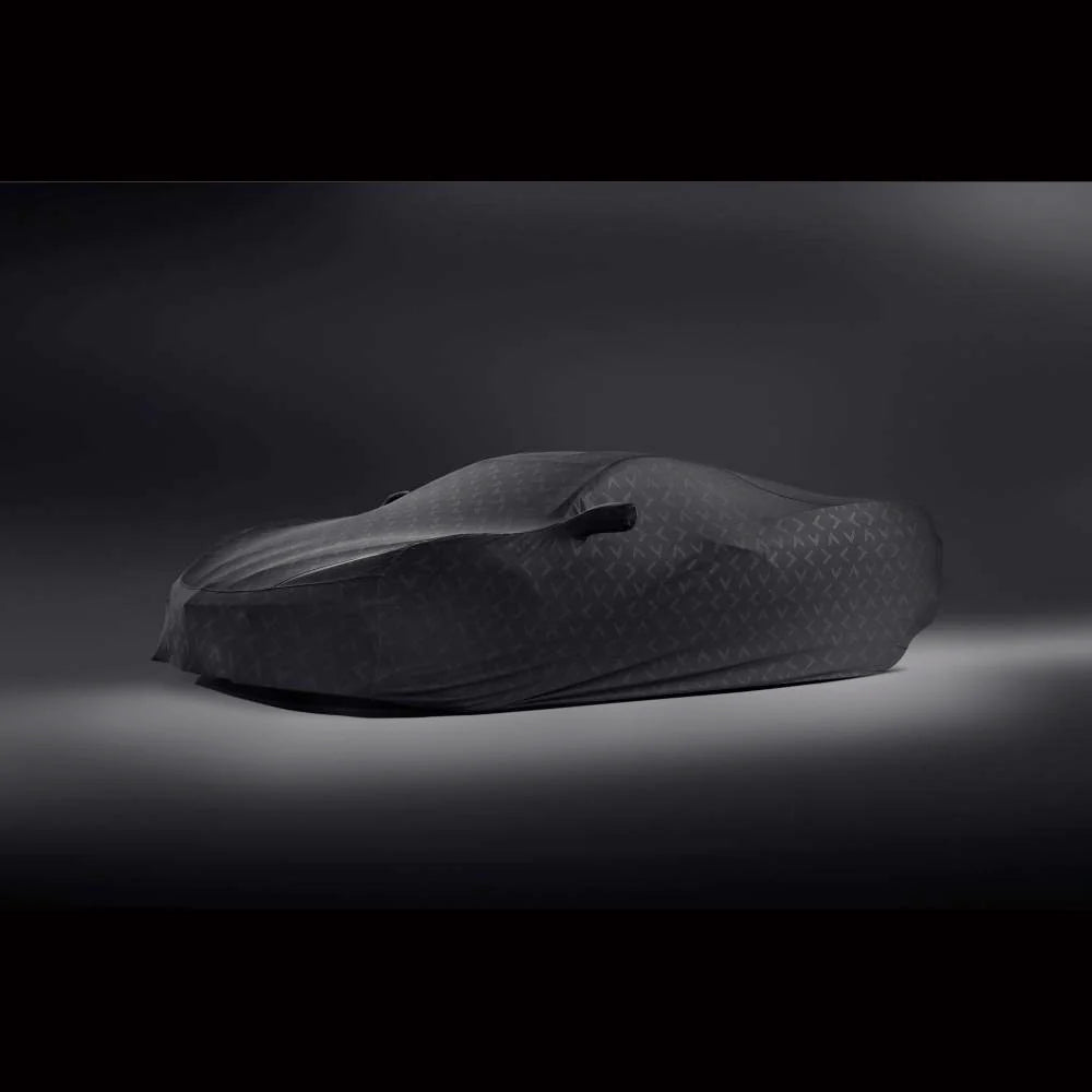 C8 GM Premium Indoor Car Cover Embossed Crossed Flags Logo : Black