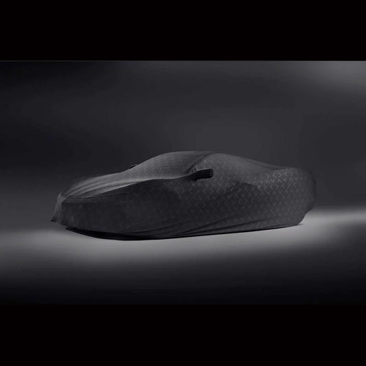 C8 GM Premium Indoor Car Cover Embossed Crossed Flags Logo : Black