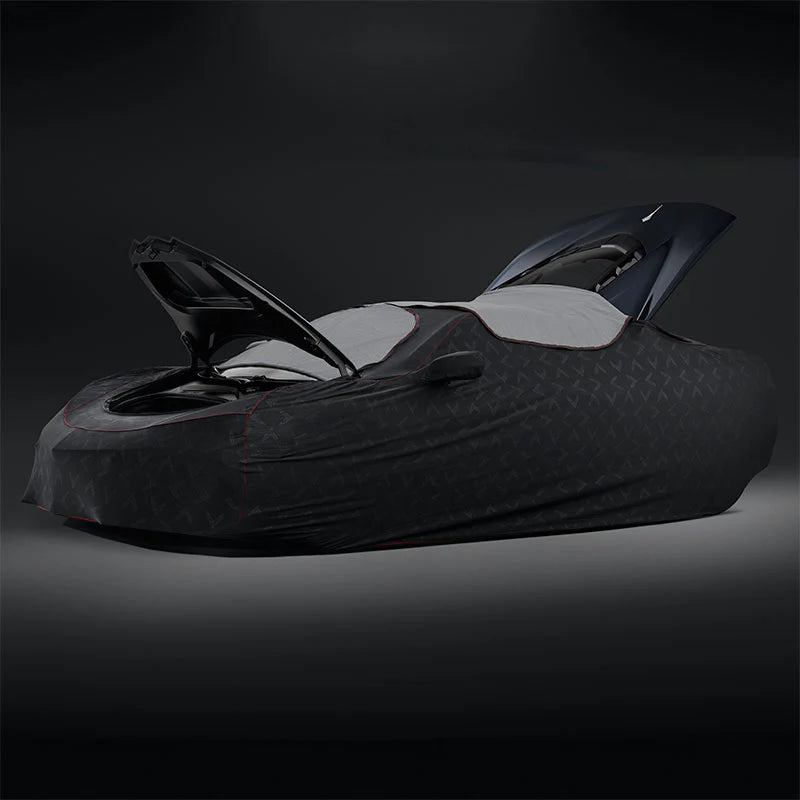 C8 GM Premium Indoor Car Cover Embossed Crossed Flags Logo With Access Panels : Black