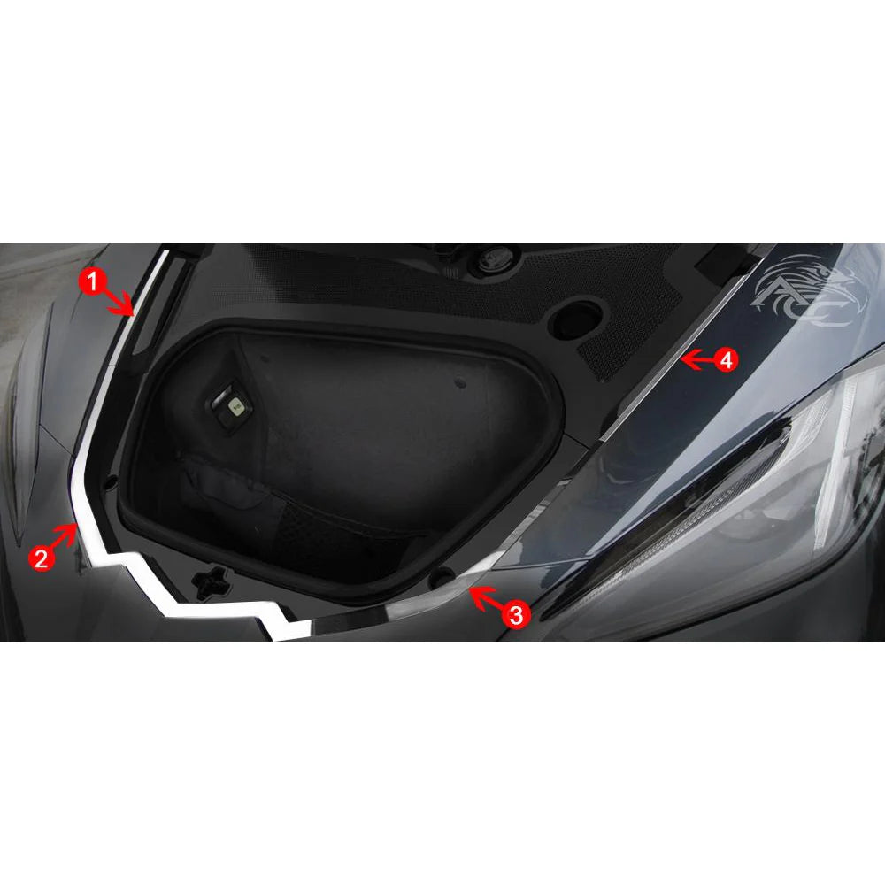 C8 Corvette - Front Nose Cap 4Pc : Polished Stainless Steel