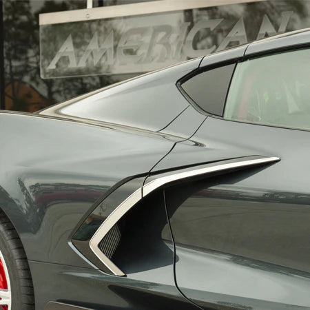 C8 Corvette Side Vent Trim 4Pc : Brushed Stainless Steel w/Chrome Molding