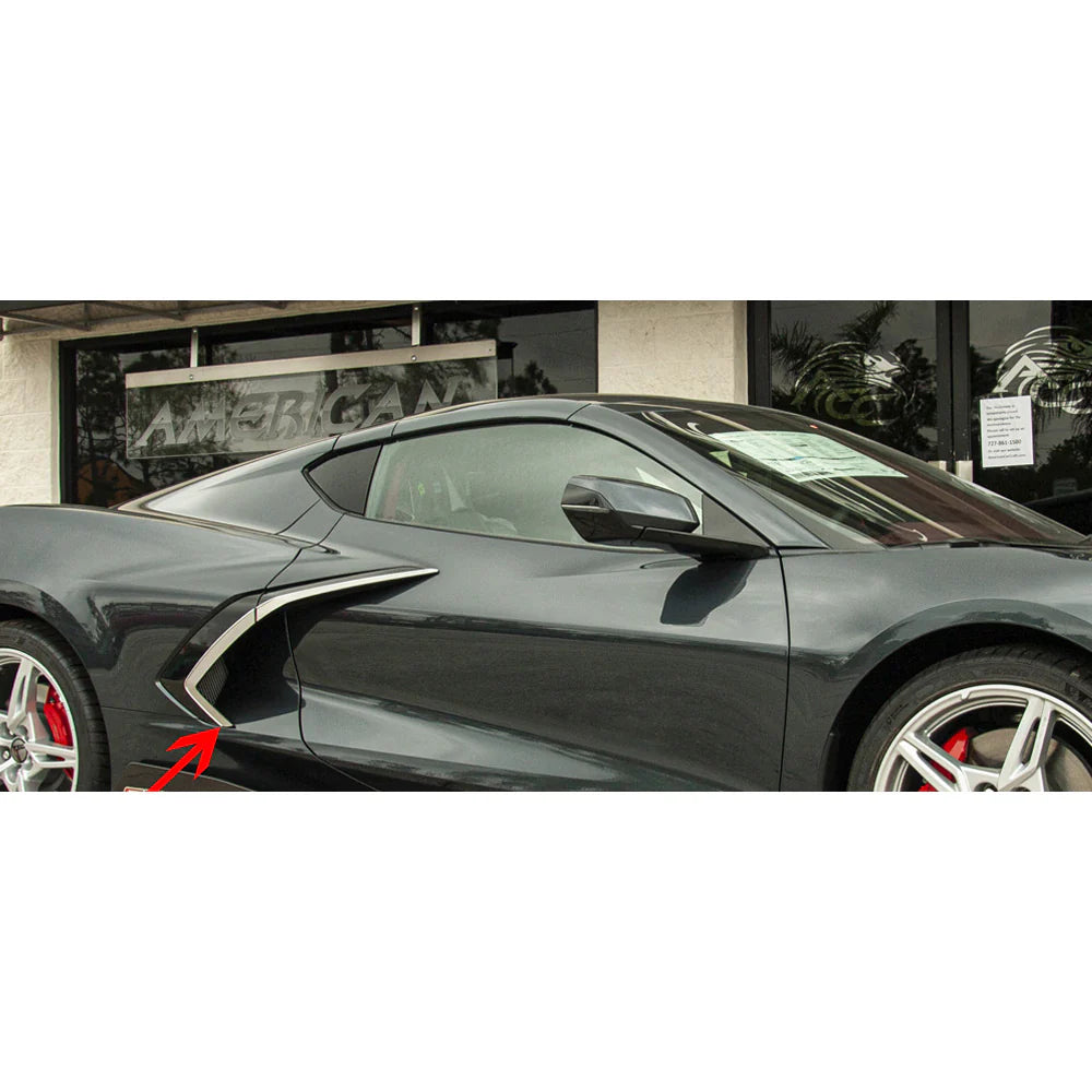 C8 Corvette Side Vent Trim 4Pc : Brushed Stainless Steel w/Chrome Molding