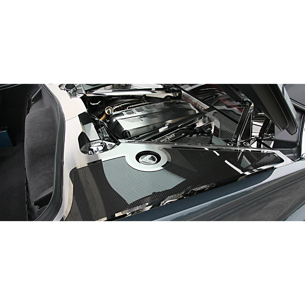 C8 Corvette Fender Covers Brushed w/Carbon Fiber Inserts : Stainless Steel