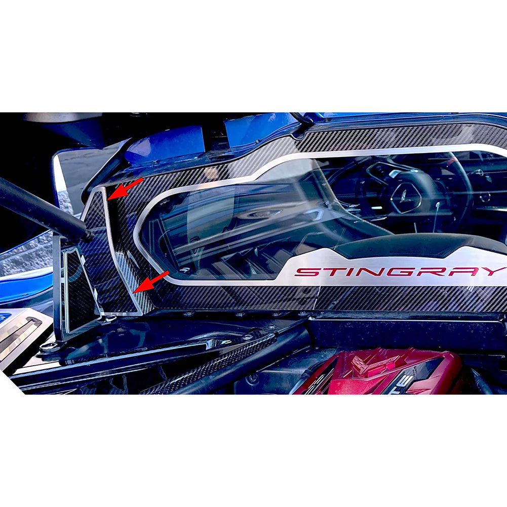 C8 Corvette Coupe Rear Window Trim 2Pc - Stainless Steel : Carbon Fiber / Brushed
