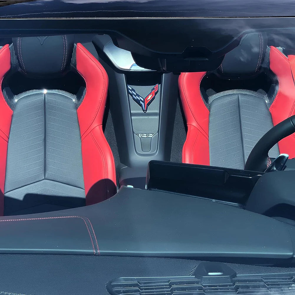 C8 Corvette Crossed Flag Waterfall Emblem 4.5" X 4.5"