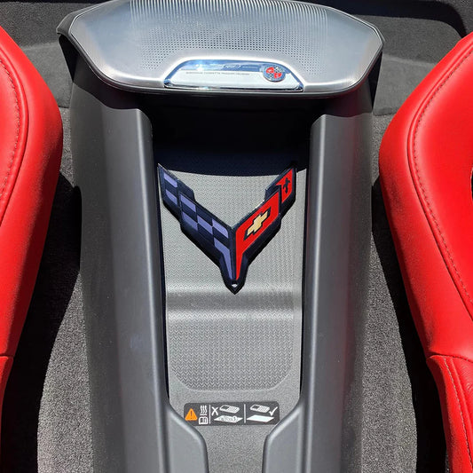 C8 Corvette Crossed Flag Waterfall Emblem 4.5" X 4.5"