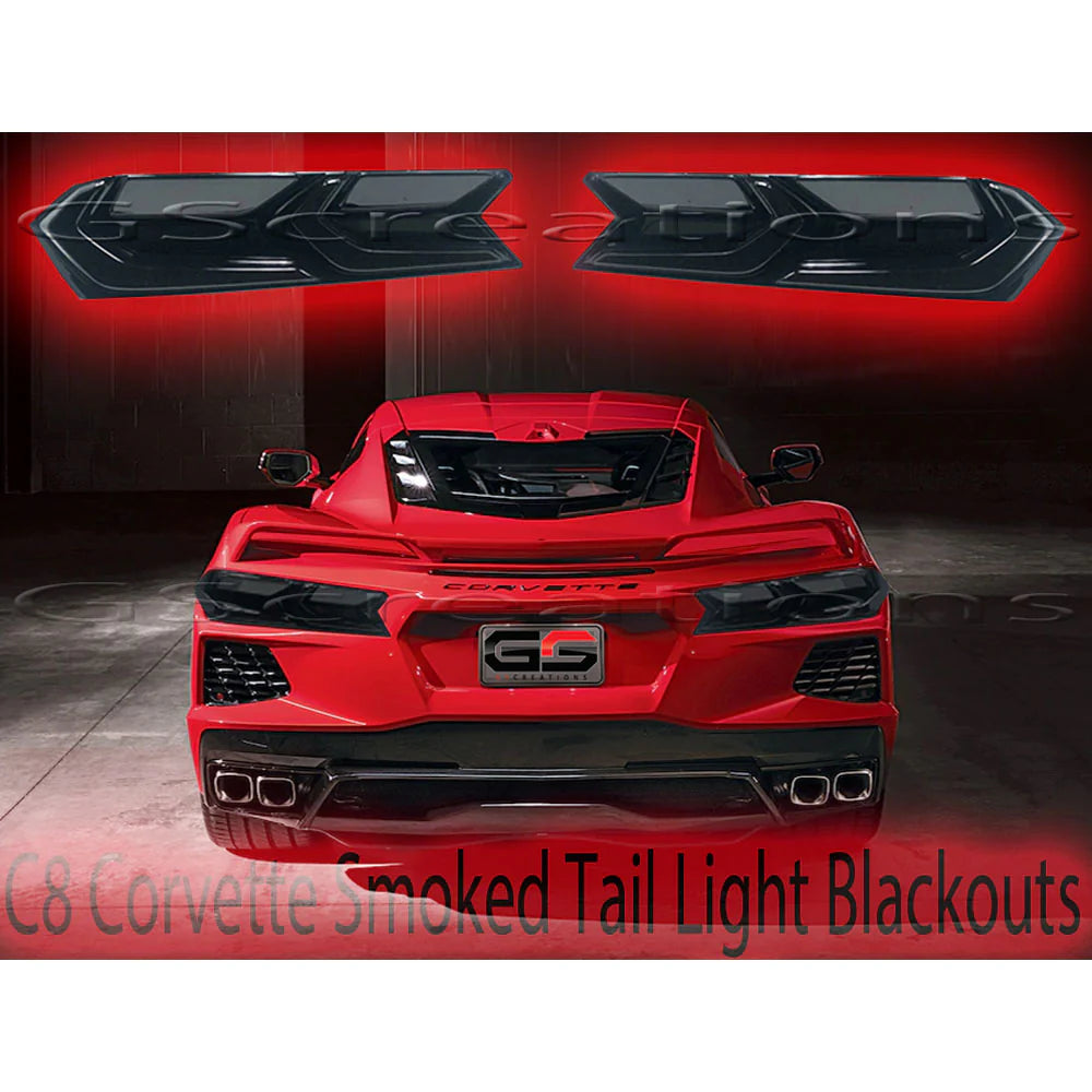 Corvette Rear Tail Light Molded Rear Blackout Smoked Covers : C8 Stingray, Z51