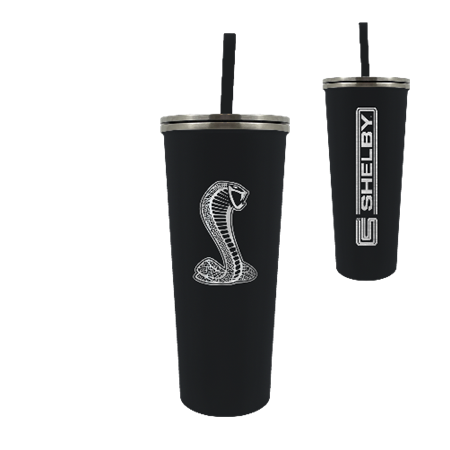 24oz CS Shelby Snake Black Tumbler with Straw