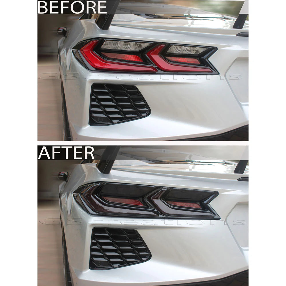 Corvette Rear Tail Light Molded Rear Blackout Smoked Covers : C8 Stingray, Z51