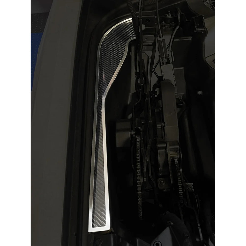 C8 Corvette HTC Hinge Dress Up Plates : Brushed Stainless w/ Carbon Fiber