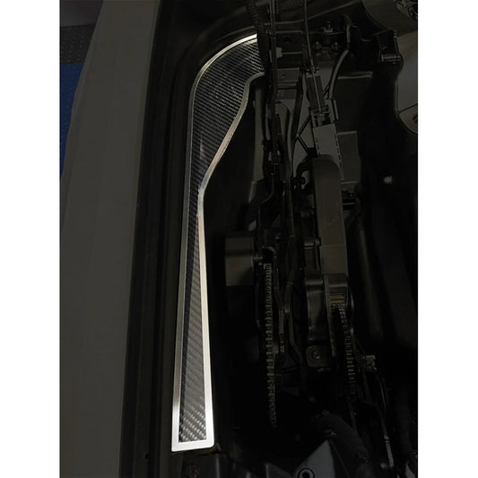 C8 Corvette HTC Hinge Dress Up Plates : Brushed Stainless w/ Carbon Fiber