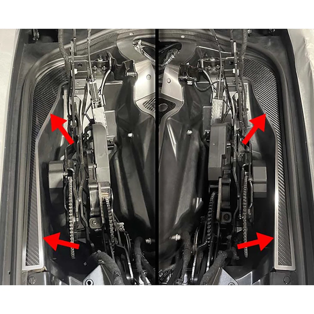 C8 Corvette HTC Hinge Dress Up Plates : Brushed Stainless w/ Carbon Fiber