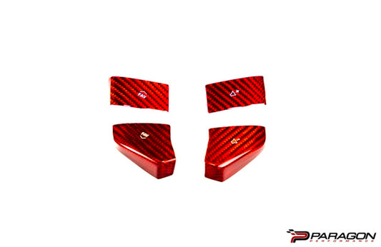 CCS Steering Wheel Red Carbon Fiber Button Covers 4PC - C8 Corvette